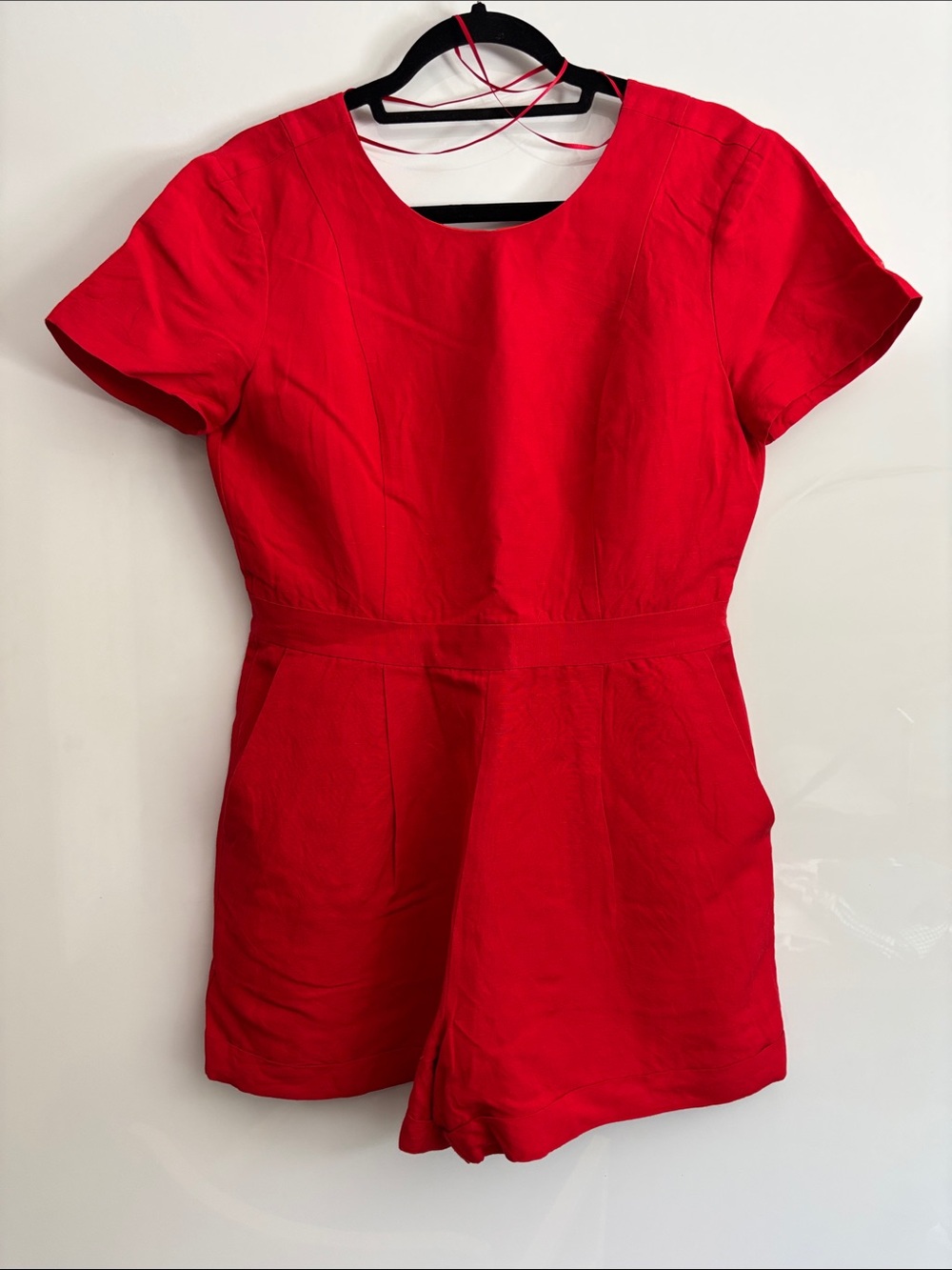 Banana Republic Vibrant Red Linen Romper